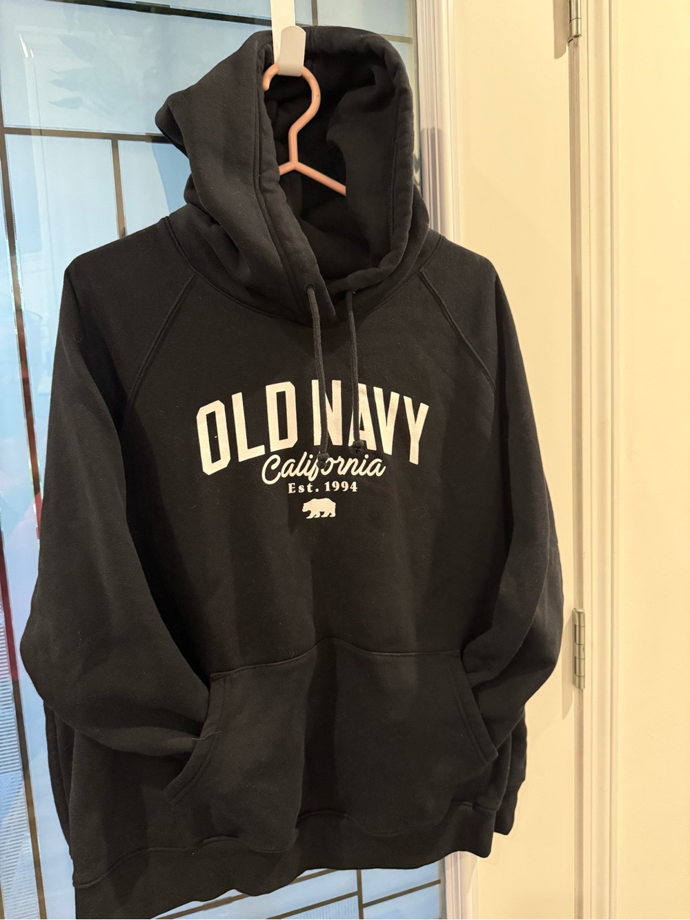 Old Navy Black Pullover Hoodie with White Logo